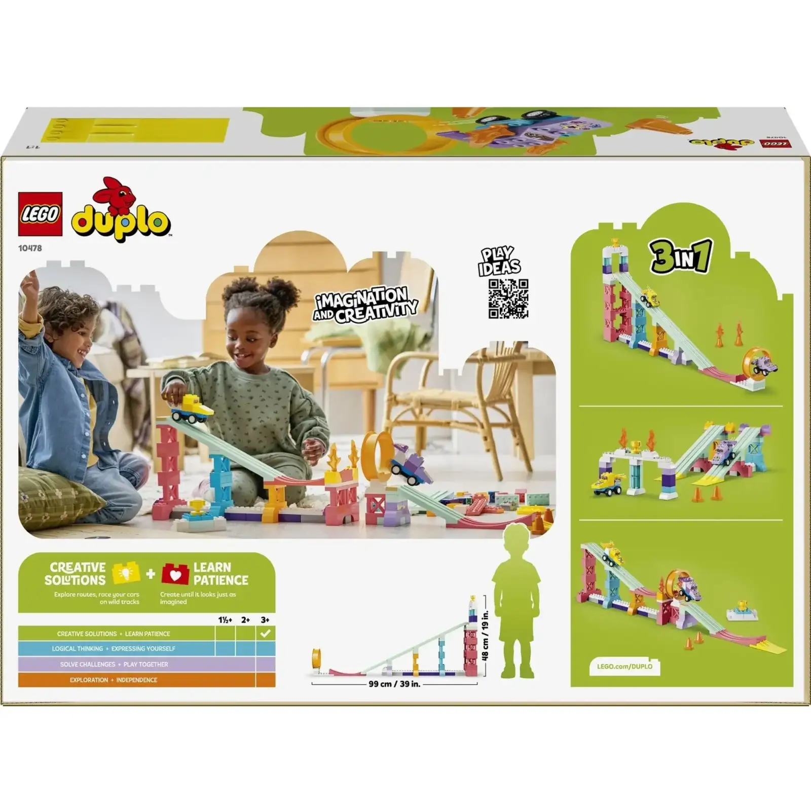 Конструктор LEGO DUPLO 3 в 1 Интересные горки и трамплины с автомобилями (10478)