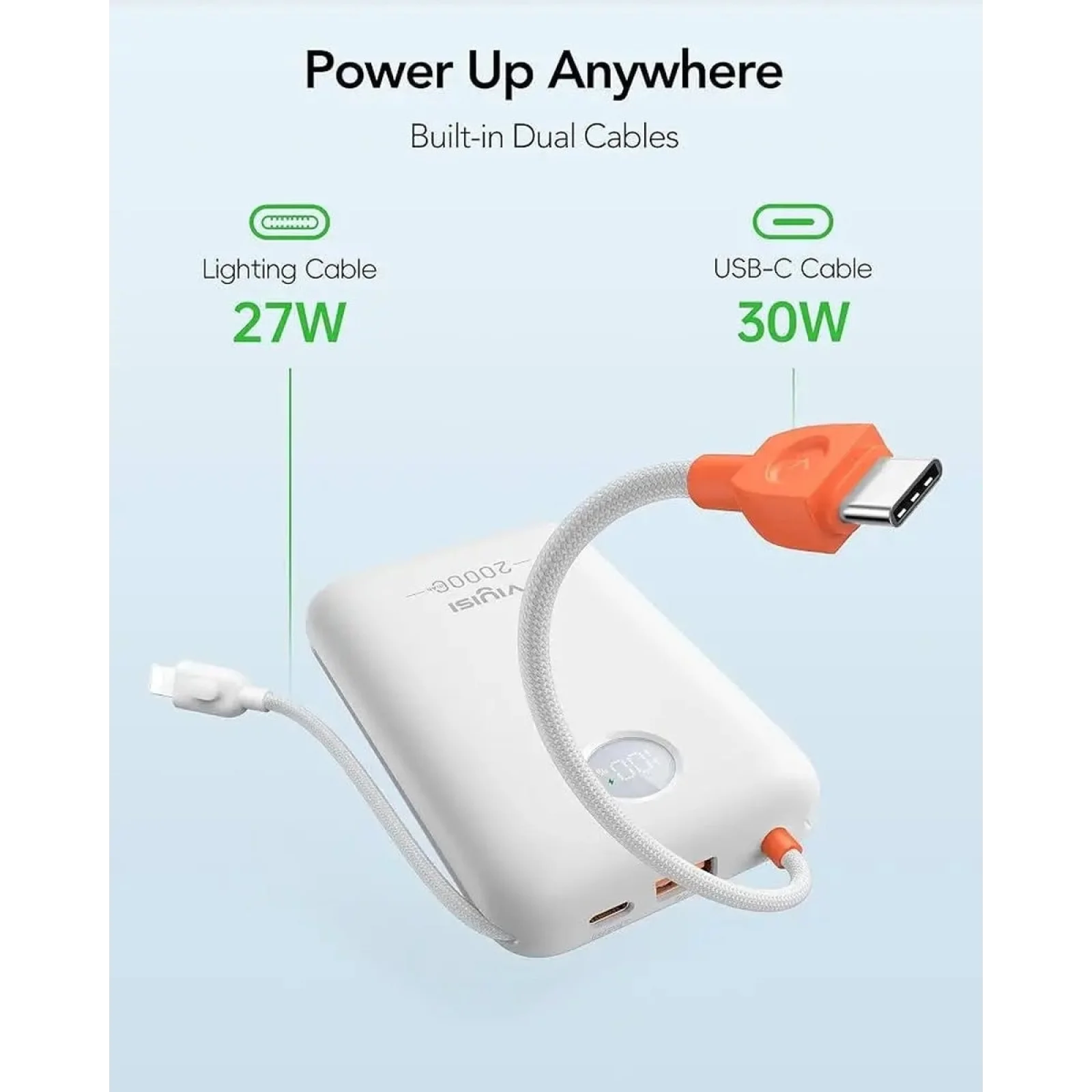 Зовнішній акумулятор VIYISI G2068 20000mAh 30W White (X0020VJ17D) EU