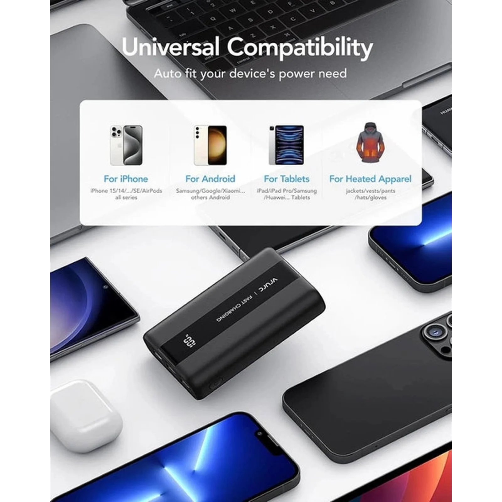 Зовнішній акумулятор VRURC T2055 20000mAh 22,5W Black (D9A-SL-2055BLACK-DE) EU