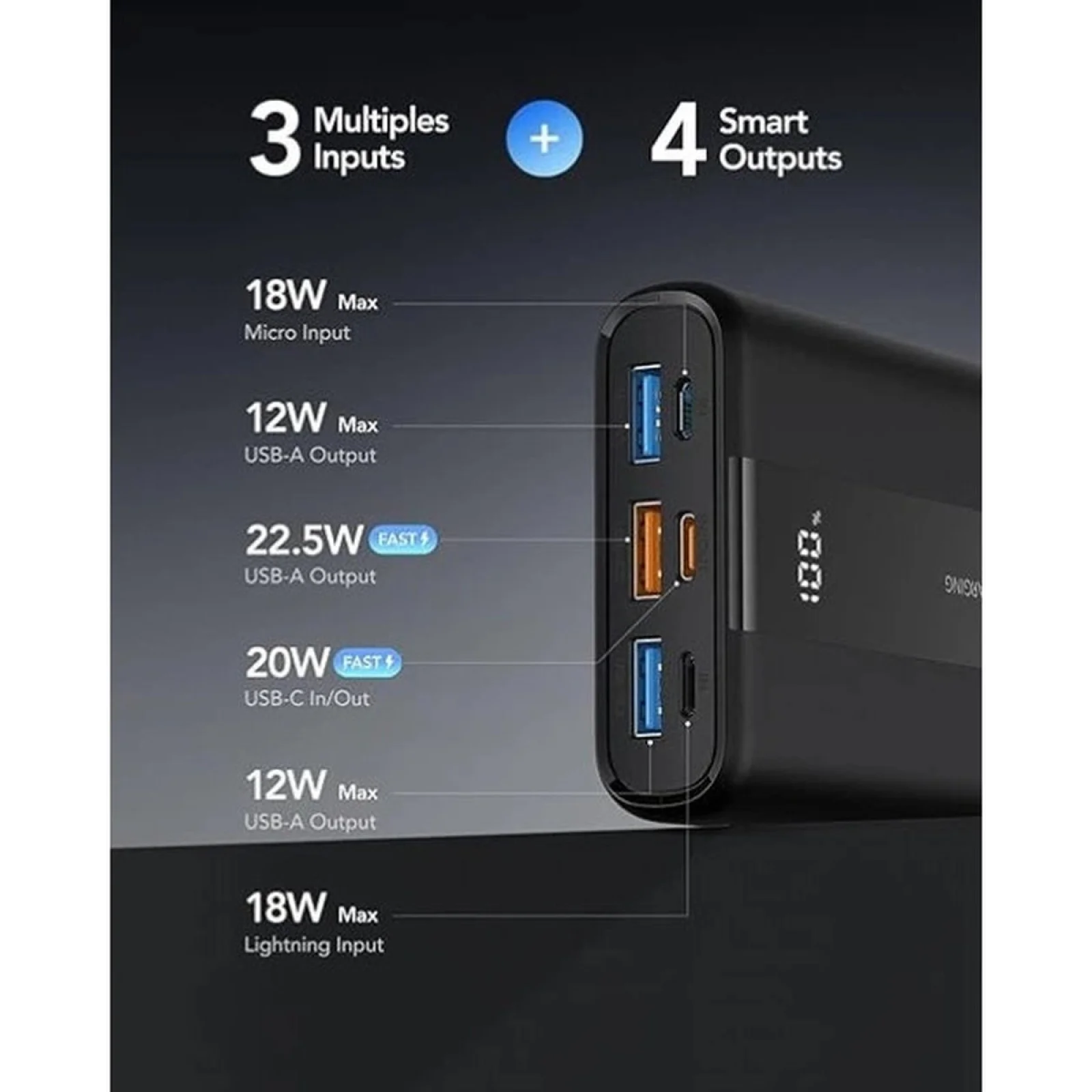 Зовнішній акумулятор VRURC T2055 20000mAh 22,5W Black (D9A-SL-2055BLACK-DE) EU