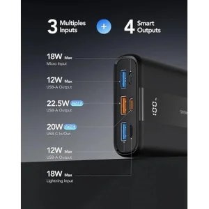 Зовнішній акумулятор VRURC T2055 20000mAh 22,5W Black (D9A-SL-2055BLACK-DE) EU