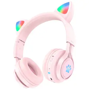 Колір: Рожевий - Навушники Hoco W39 Cat Ear Pink