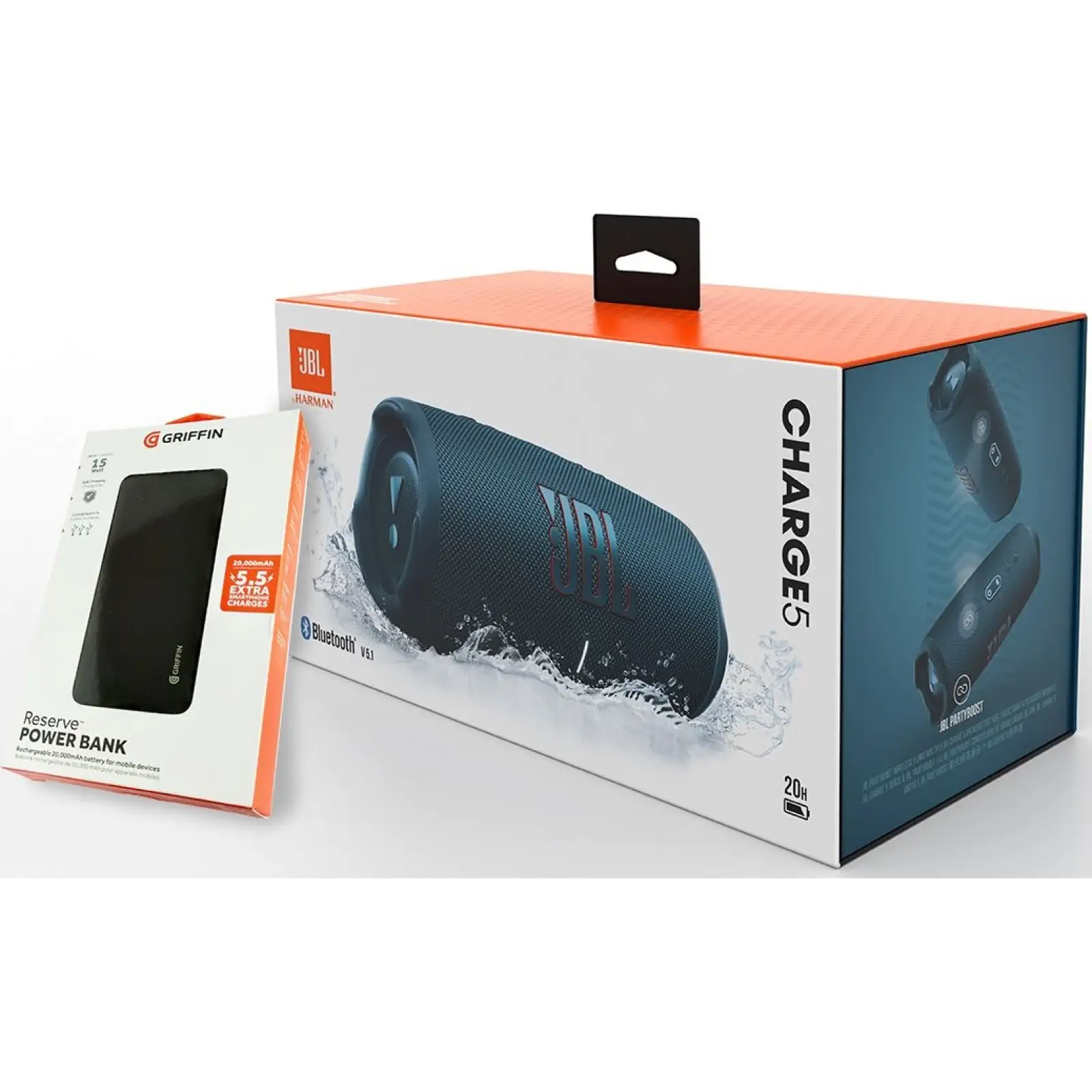 Портативна колонка JBL Charge 5 Blue + Griffin Powerbank 20000mAh (JBLCHARGE5BLUPB) UA