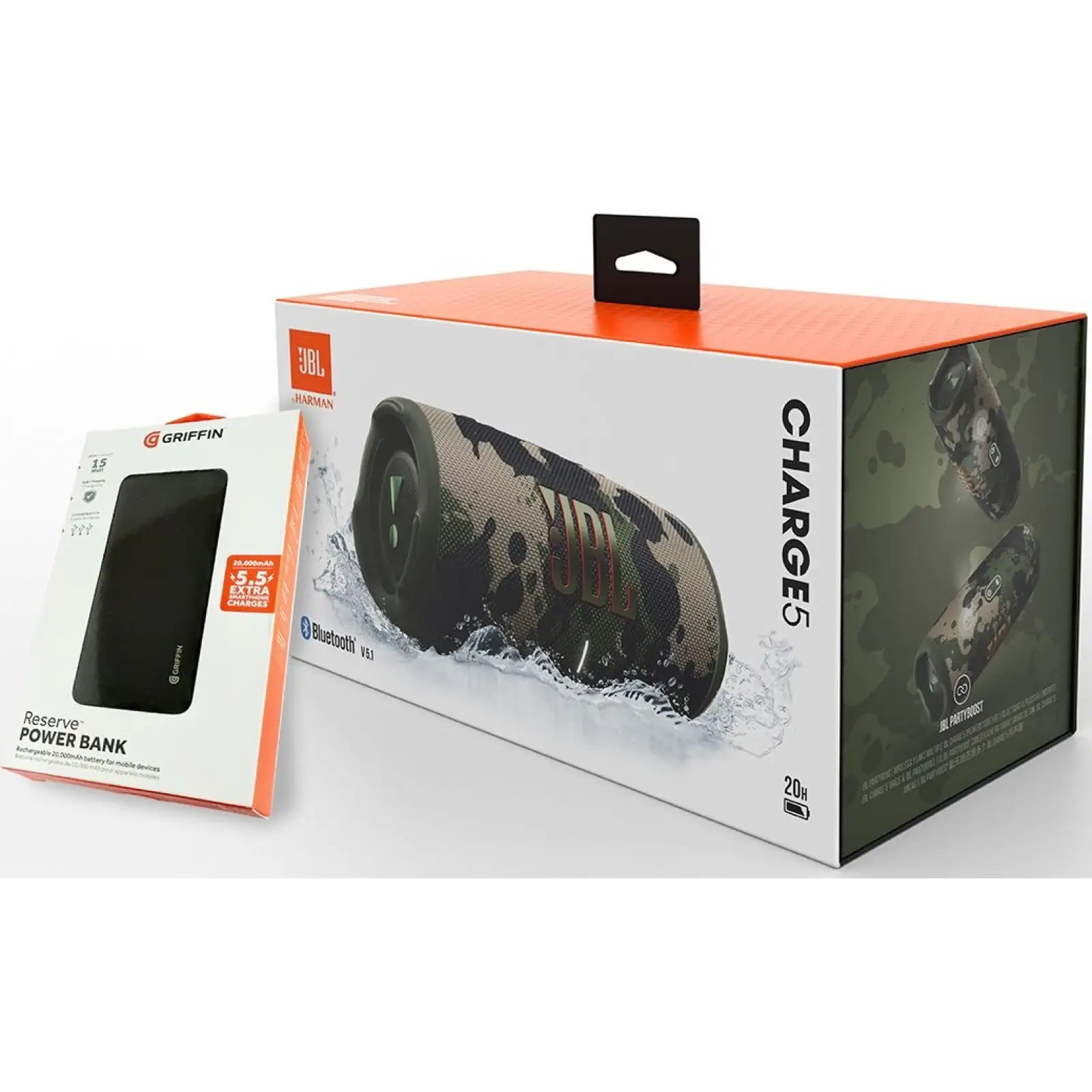 Портативна колонка JBL Charge 5 Squad + Griffin Powerbank 20000mAh (JBLCHARGE5SQUADPB) UA