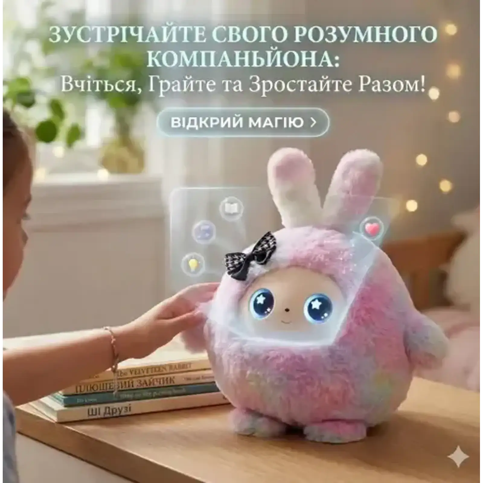Интерактивная мягкая игрушка Smart Baby AI TOYS Зайчонок Pink (001012782694)