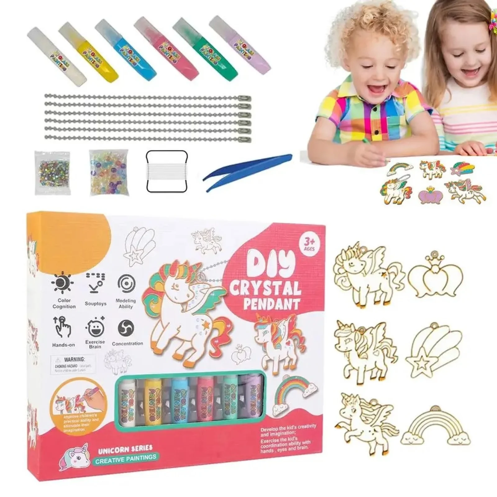 Набор для творчества KeGao Витражи с красками DIY Crystal Pendant Единороги (708-21)