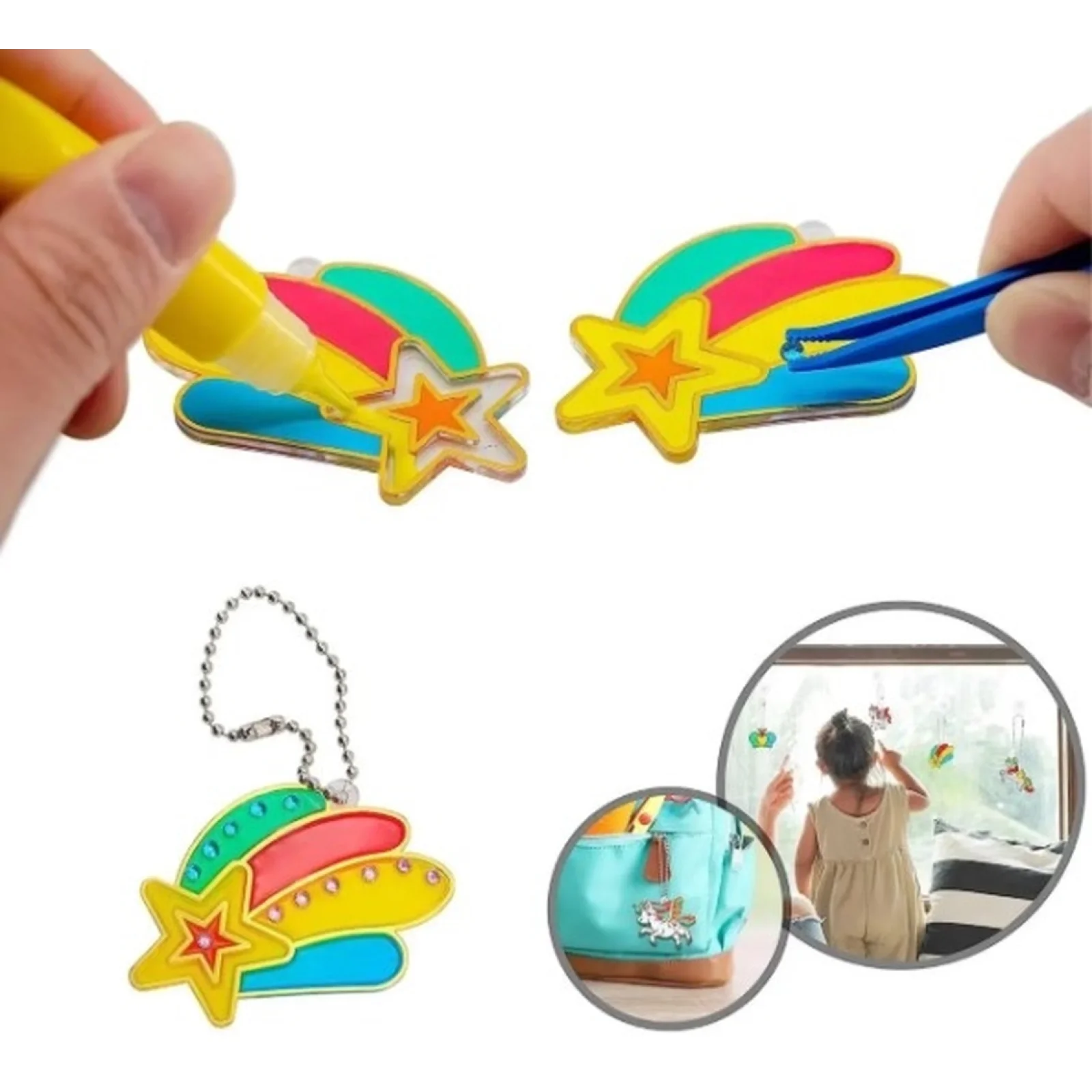 Набор для творчества KeGao Витражи с красками DIY Crystal Pendant Единороги (708-21)