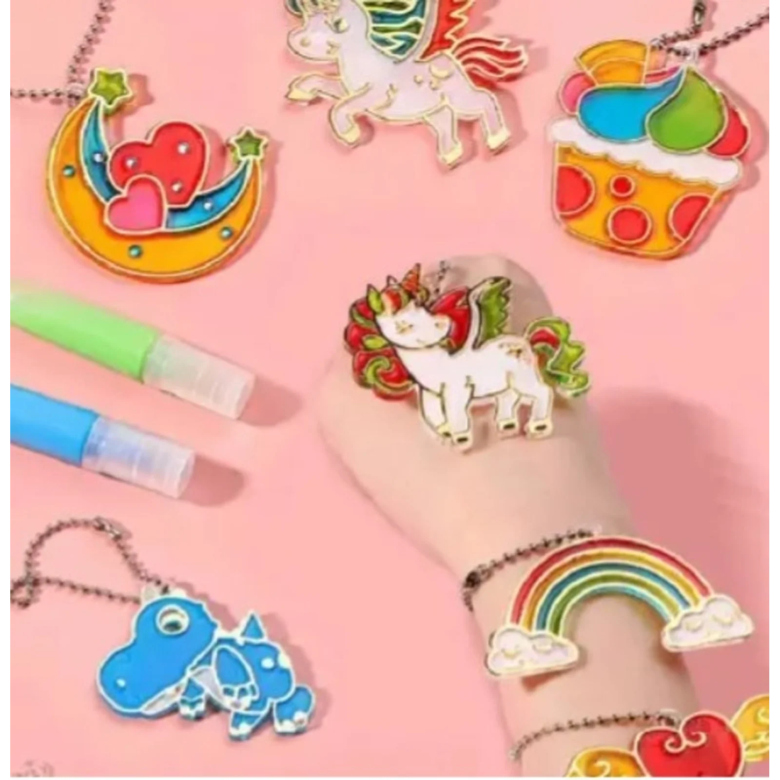 Набор для творчества KeGao Витражи с красками DIY Crystal Pendant Единороги (708-21)