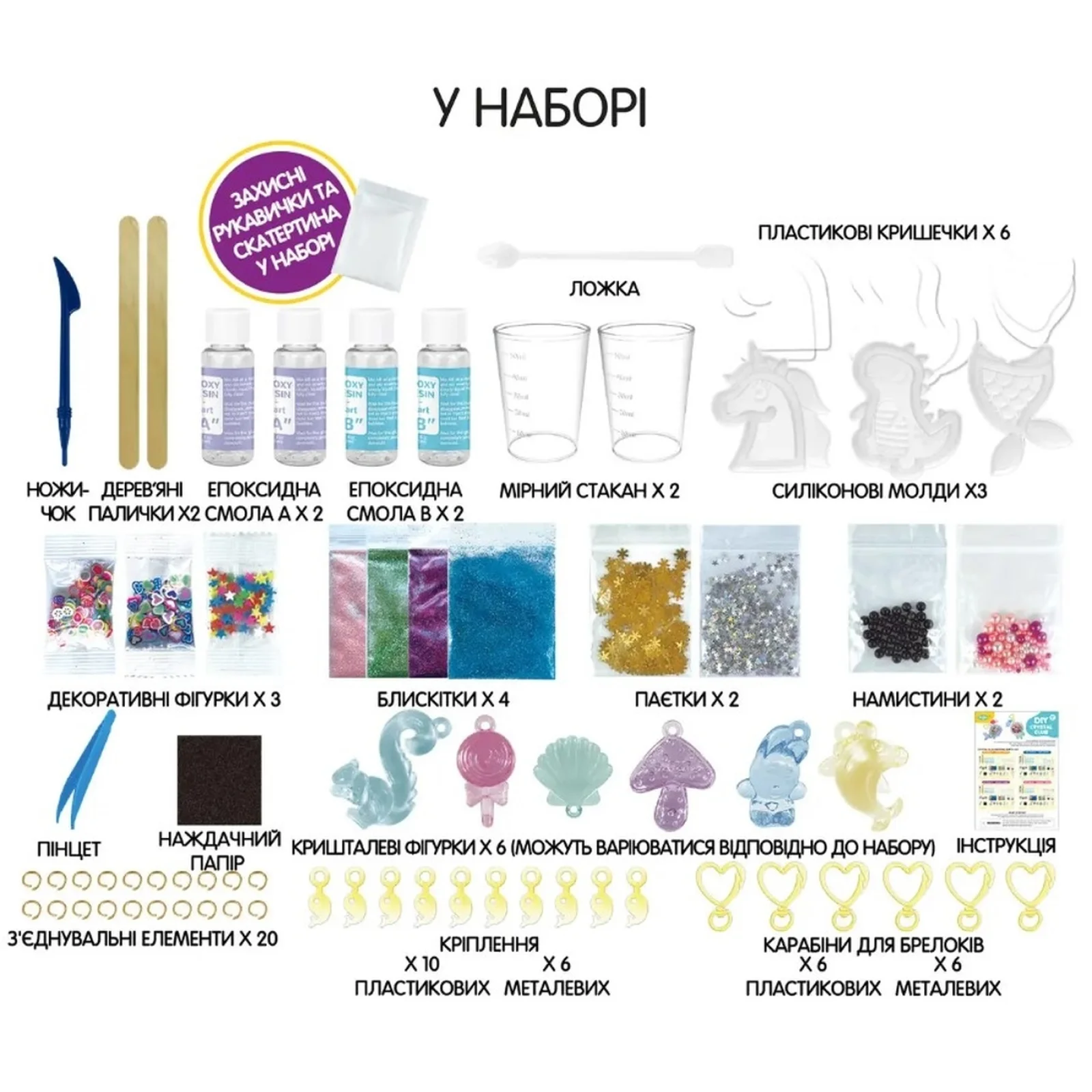 Набор для творчества KeGao Эпоксидная смола DIY Crystal Clue Волшебные зверушки 3 формы (708B)