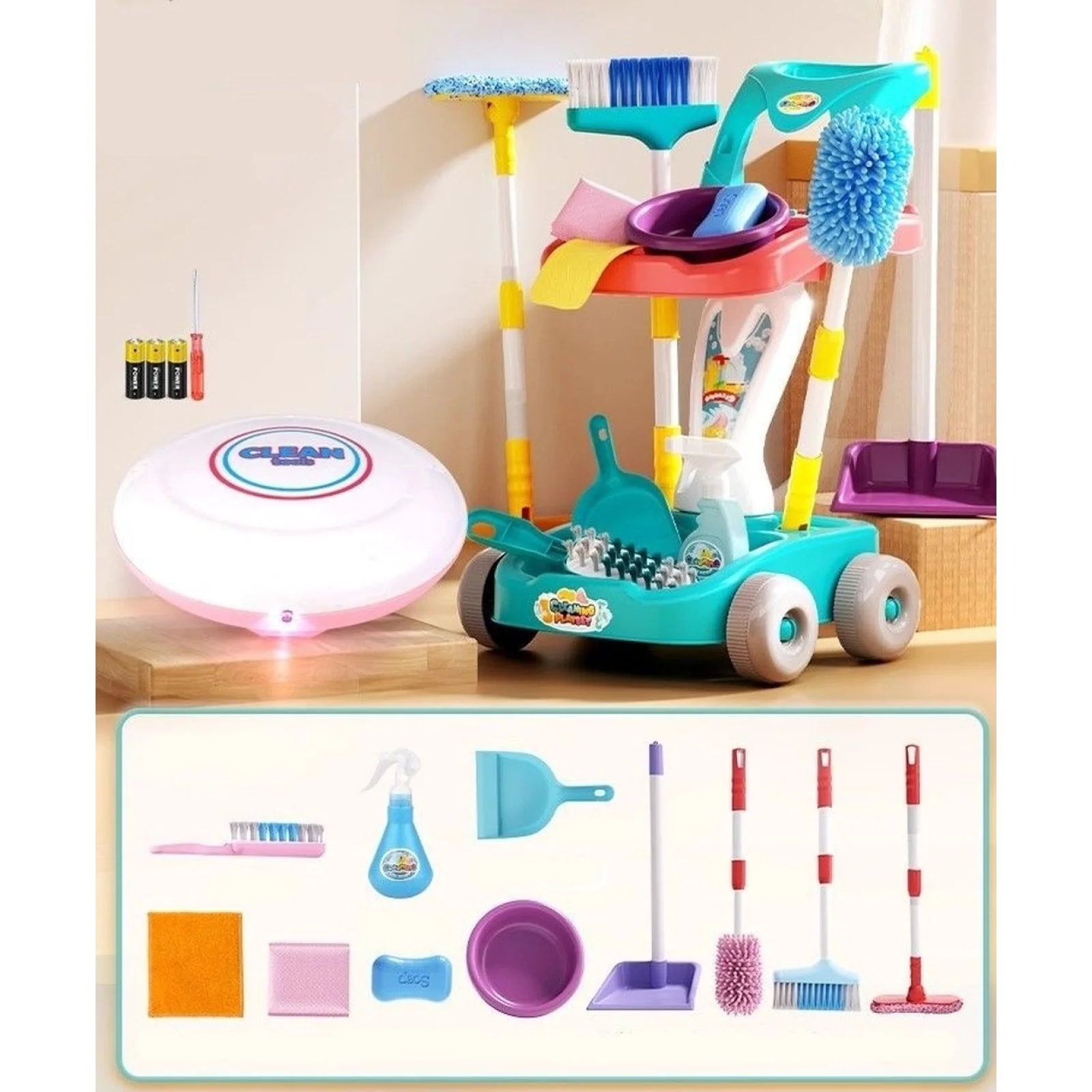 Игровой набор для уборки с роботом пылесосом Bambi 5548