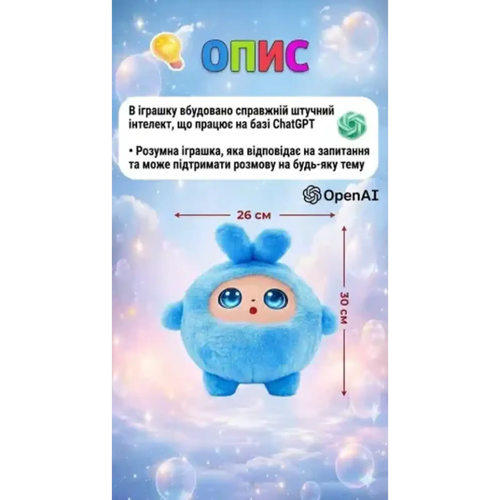 Інтерактивна м’яка іграшка Smart Baby AI TOYS Зайченя Blue (001012782700)