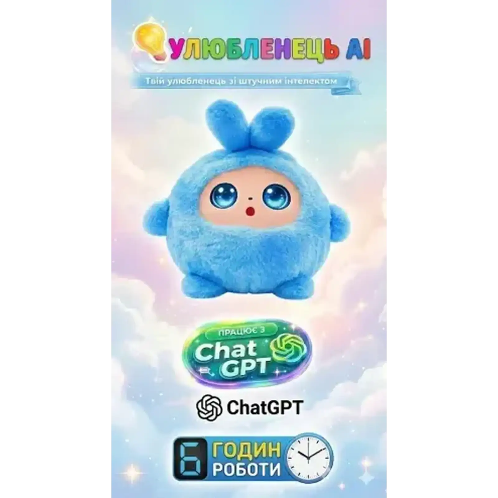 Інтерактивна м’яка іграшка Smart Baby AI TOYS Зайченя Blue (001012782700)