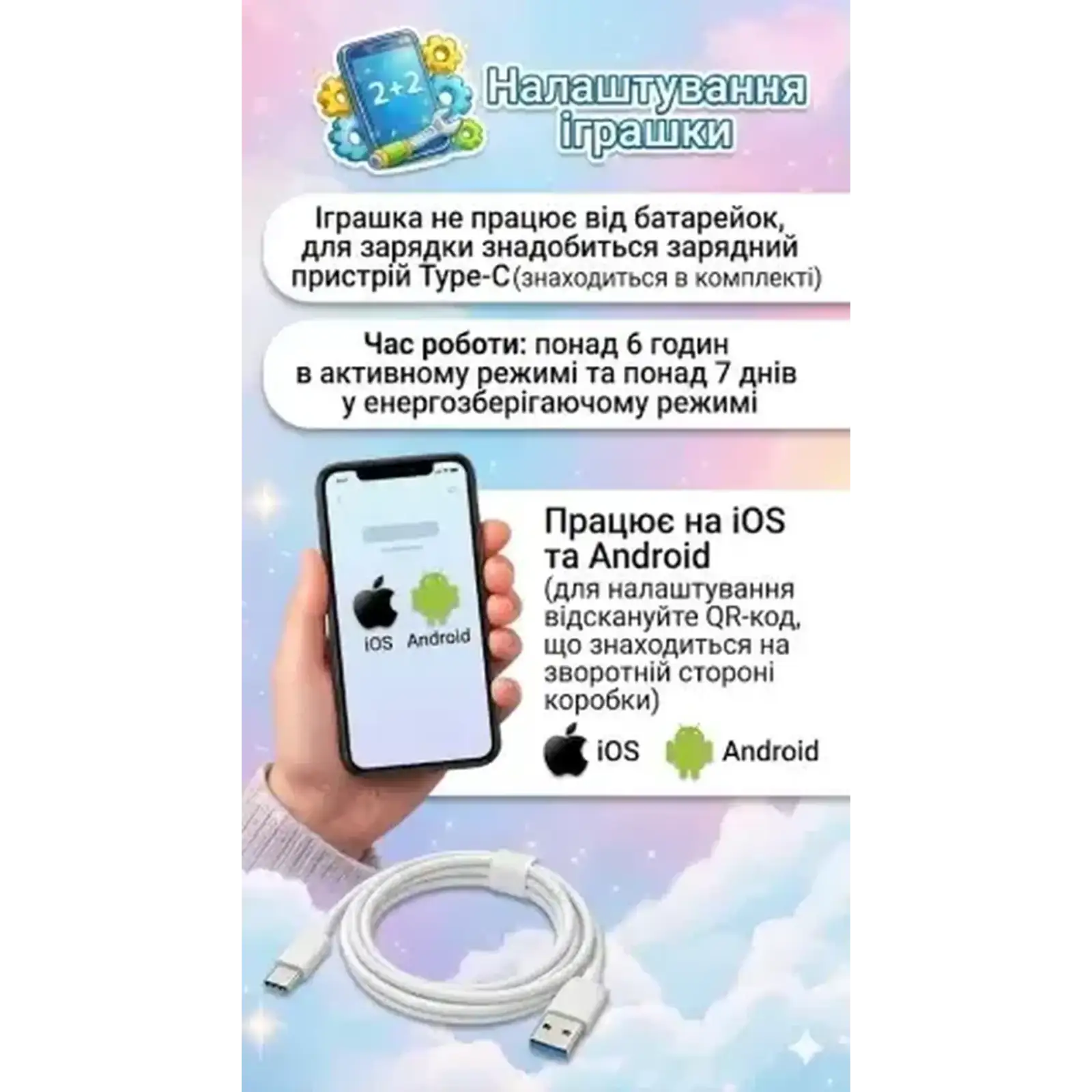 Інтерактивна м’яка іграшка Smart Baby AI TOYS Зайченя Blue (001012782700)