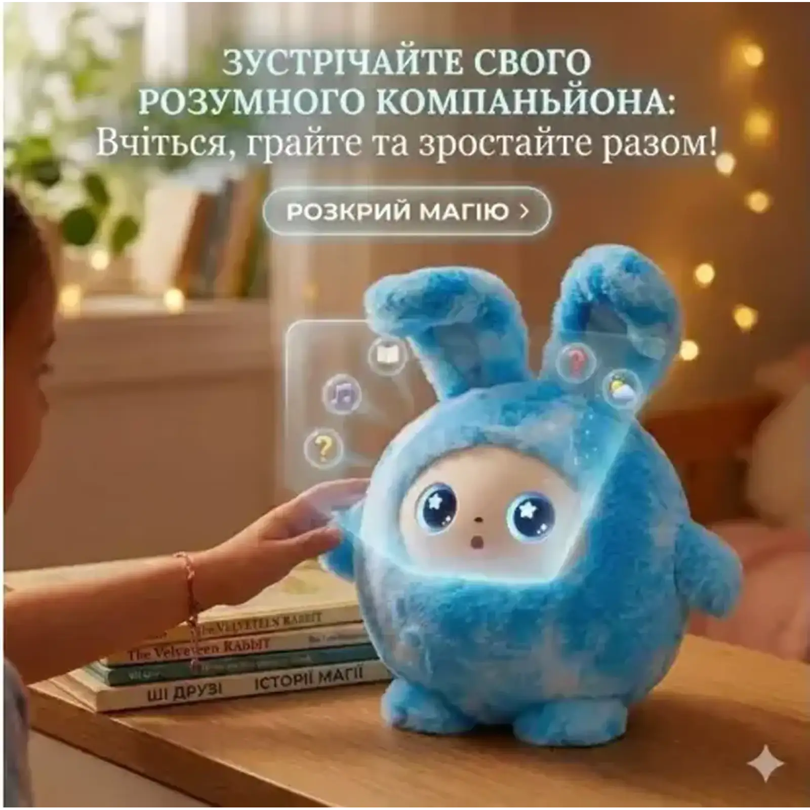 Інтерактивна м’яка іграшка Smart Baby AI TOYS Зайченя Blue (001012782700)