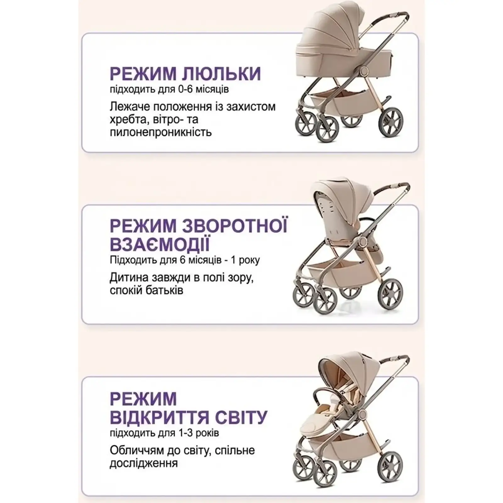 Коляска 2в1 Kidilo Haolaifu H3 Beige (692870766409)