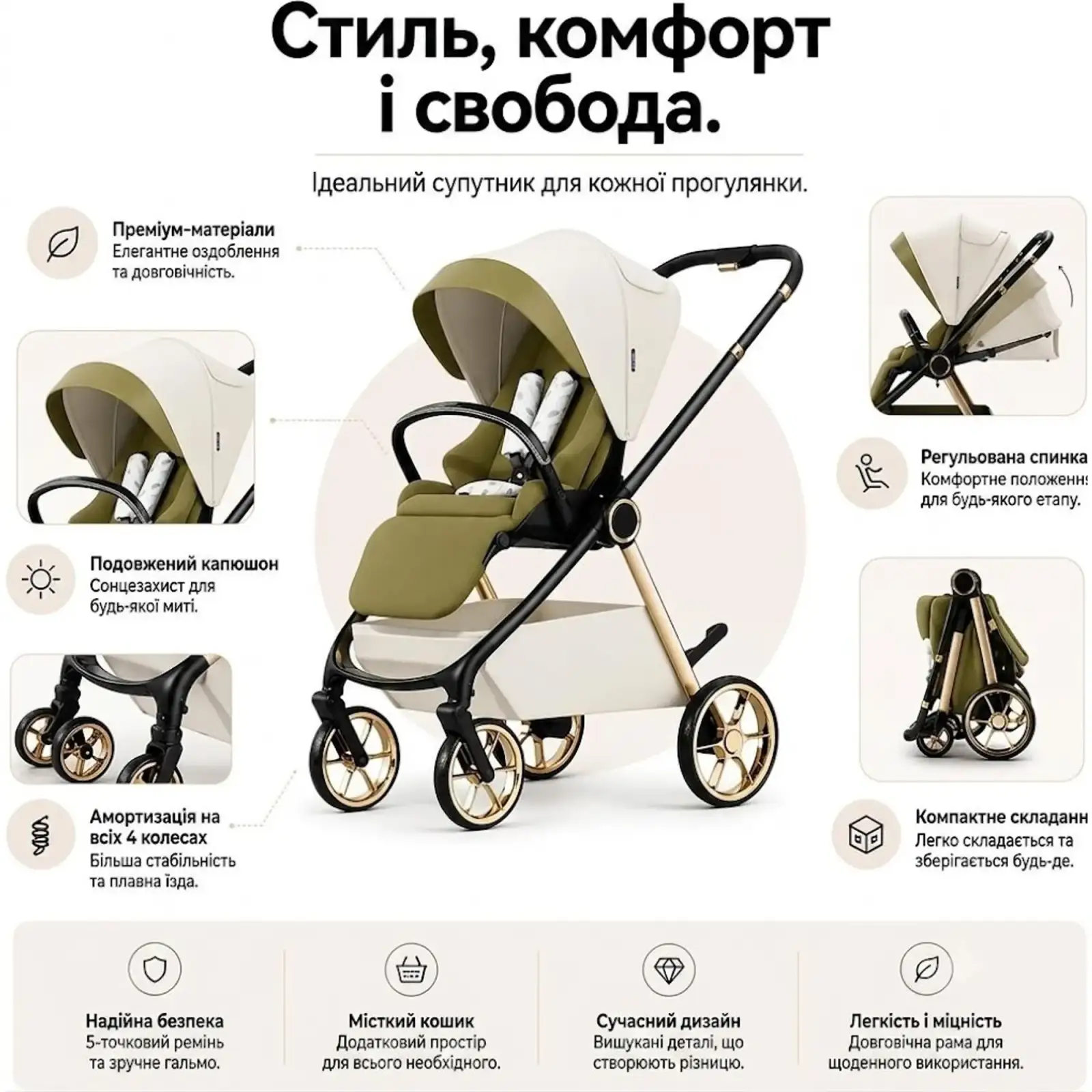 Коляска 2в1 Kidilo Haolaifu H3 Khahi (6928270766423)