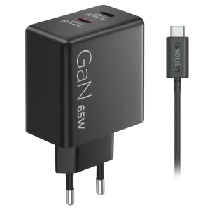 Адаптер питания Lenovo Dual USB-C 65W GaN Charger Black (G0A6065BEU) UA