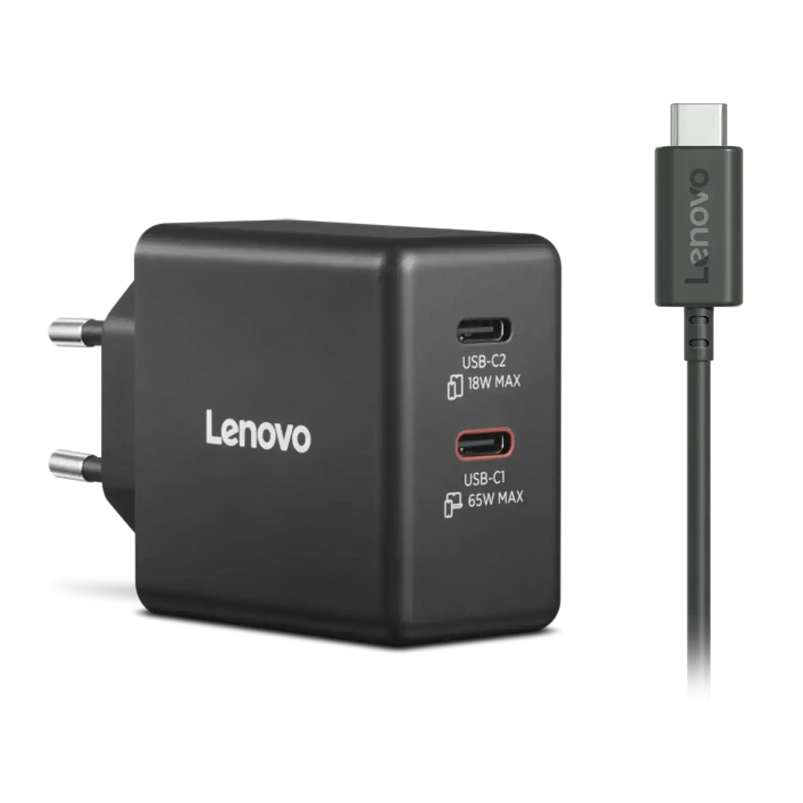 Адаптер питания Lenovo Dual USB-C 65W GaN Charger Black (G0A6065BEU) UA