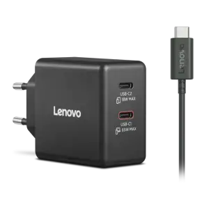 Адаптер питания Lenovo Dual USB-C 65W GaN Charger Black (G0A6065BEU) UA