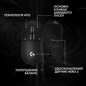 Миша Logitech G PRO X3 SUPERSTRIKE Midnight Black 910-007878, 910-007879, 910-007876