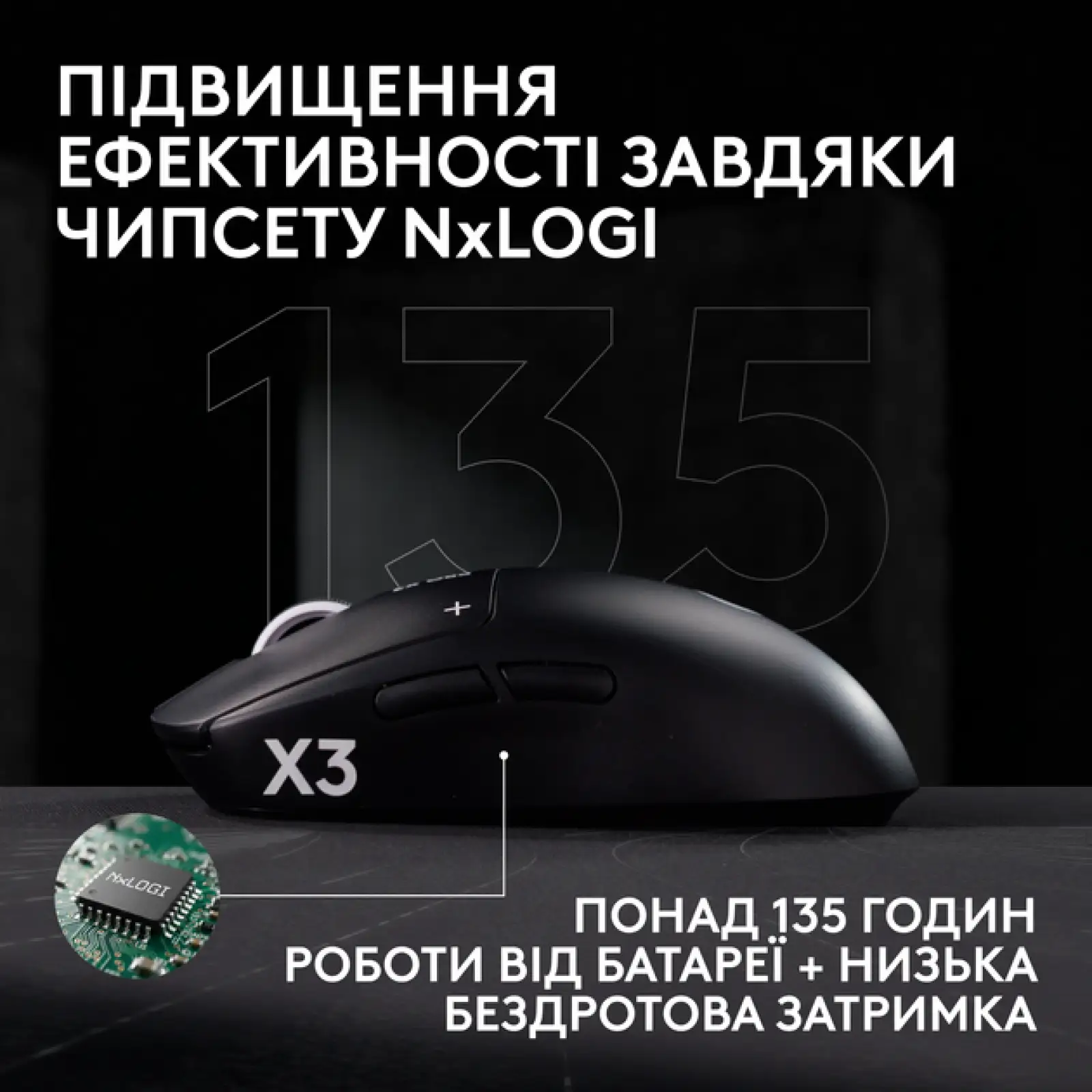 Миша Logitech G PRO X3 SUPERSTRIKE Midnight Black 910-007878, 910-007879, 910-007876