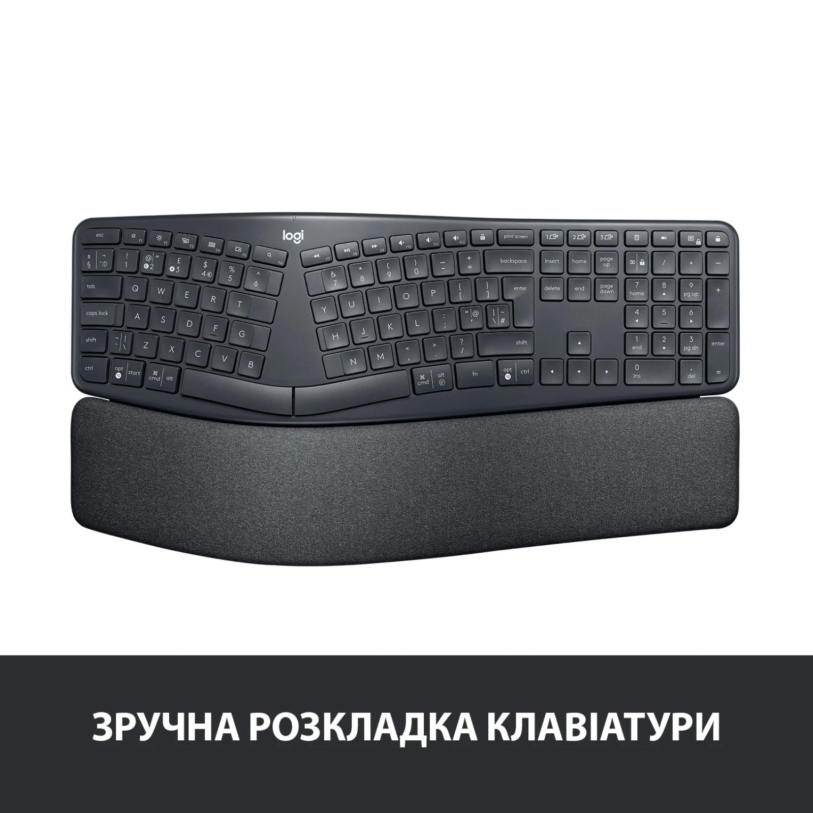 Клавиатура беспроводная Logitech Ergo K860 Bluetooth/Wireless UA Black (920-010108) UA
