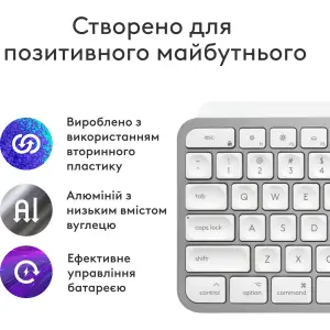 Клавиатура беспроводная Logitech MX Keys S for Mac Pale Grey (920-011638) UA