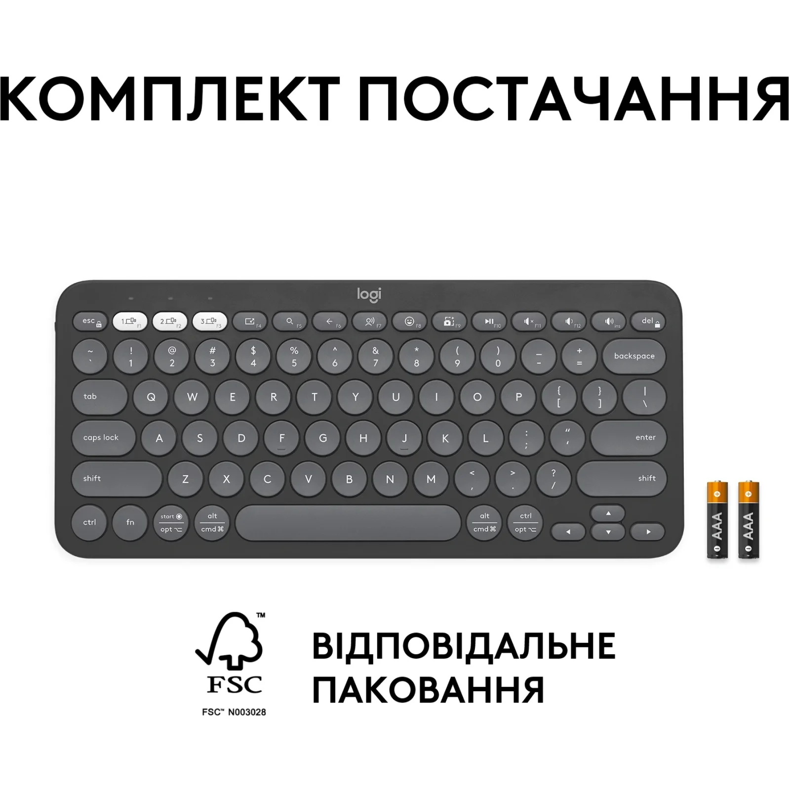 Клавиатура Logitech Pebble Keys 2 K380s Tonal Graphite (920-011851) UA