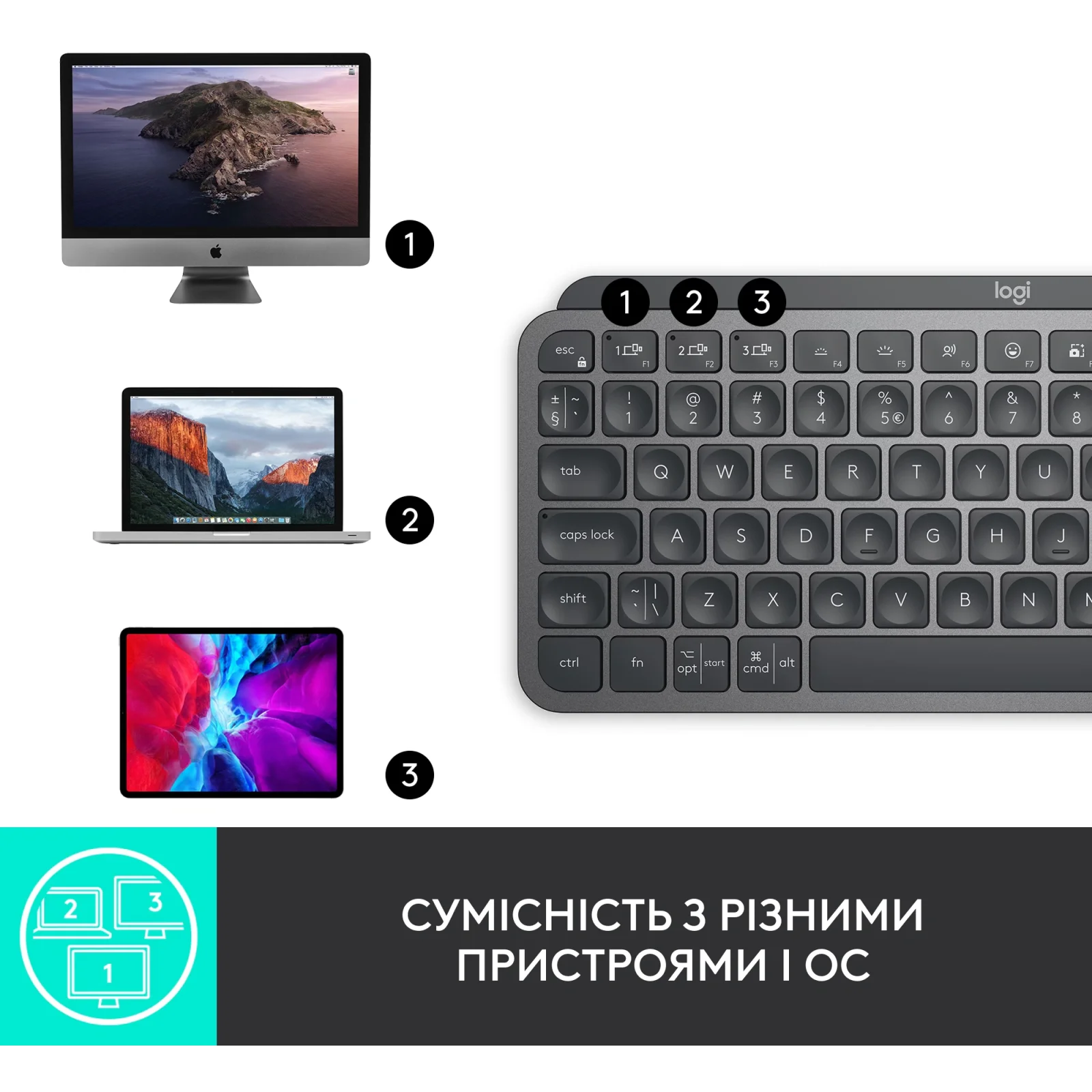 Клавиатура Logitech MX Keys Mini Illuminated Graphite (920-010498) UA