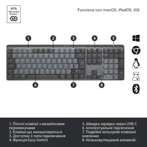 Клавиатура Logitech MX Mechanical Graphite Clicky (920-010759) UA