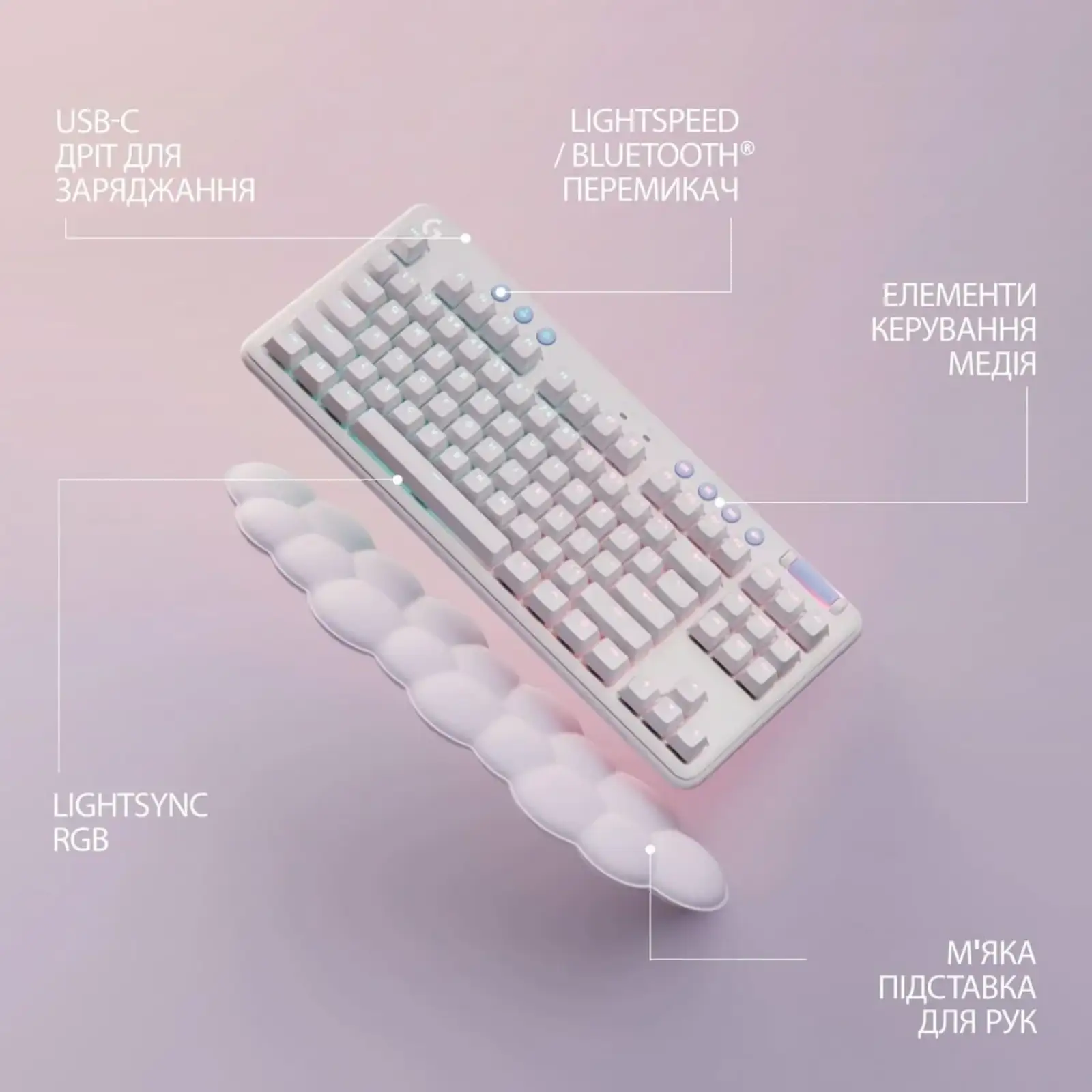 Клавиатура беспроводная Logitech G715 Wireless Gaming Tactile White (920-010465, 920-010692)
