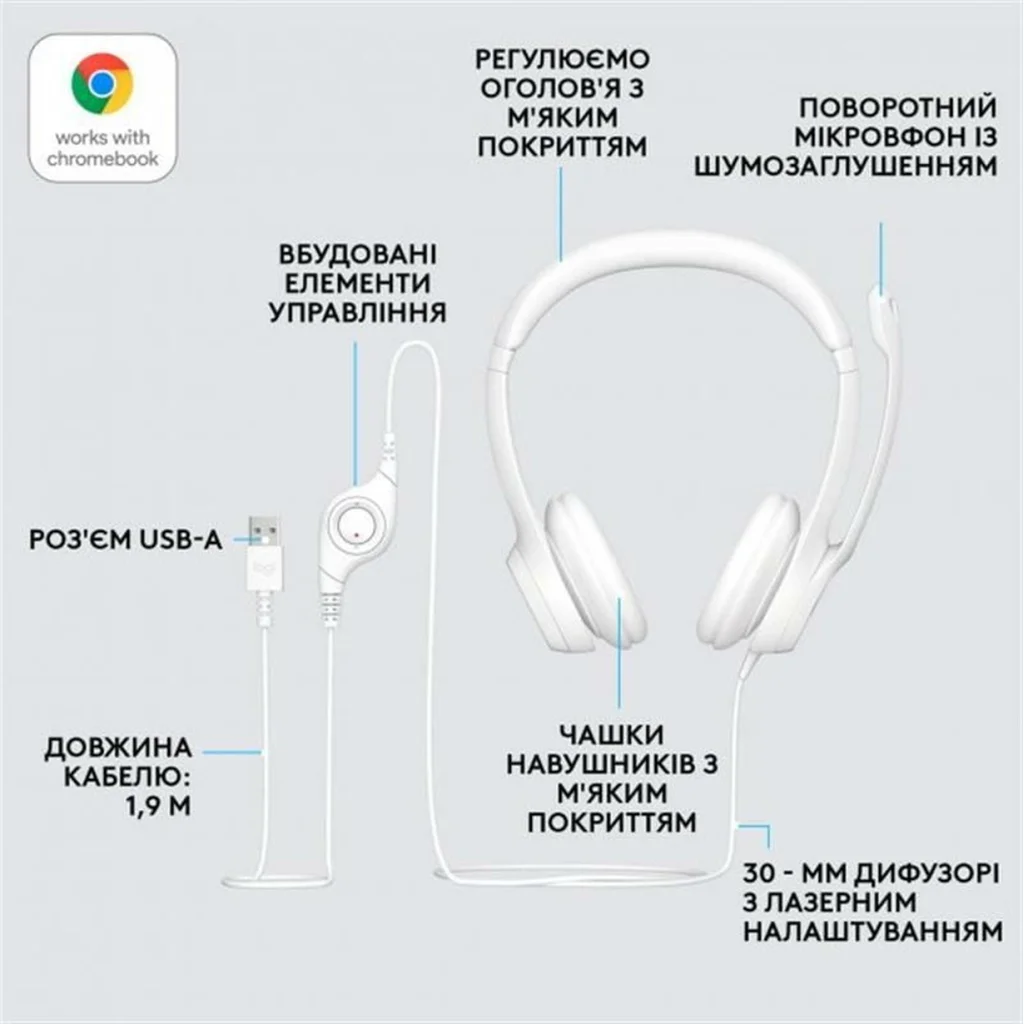 Гарнітура Logitech H390 USB White (981-001286)
