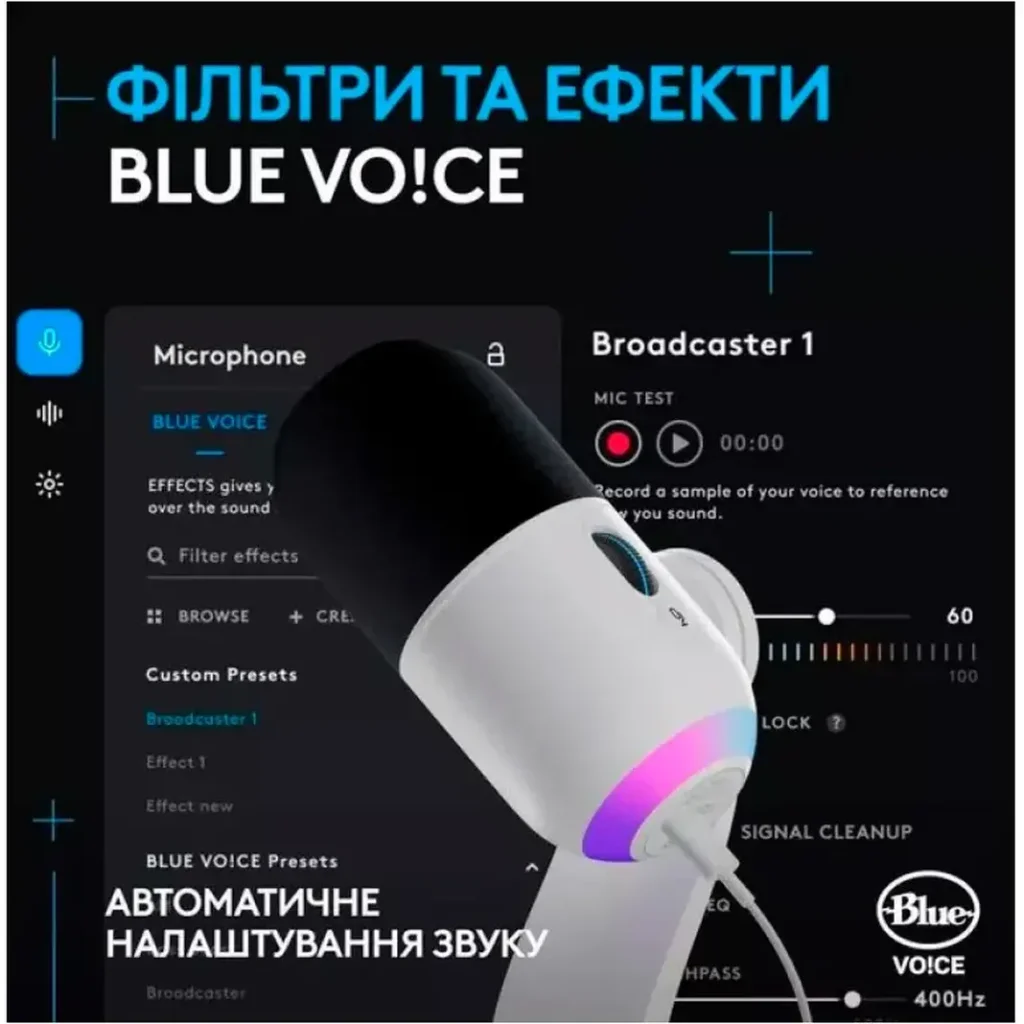 Микрофон Logitech Yeti GX Dynamic RGB BlackWhite (988-000576) UA