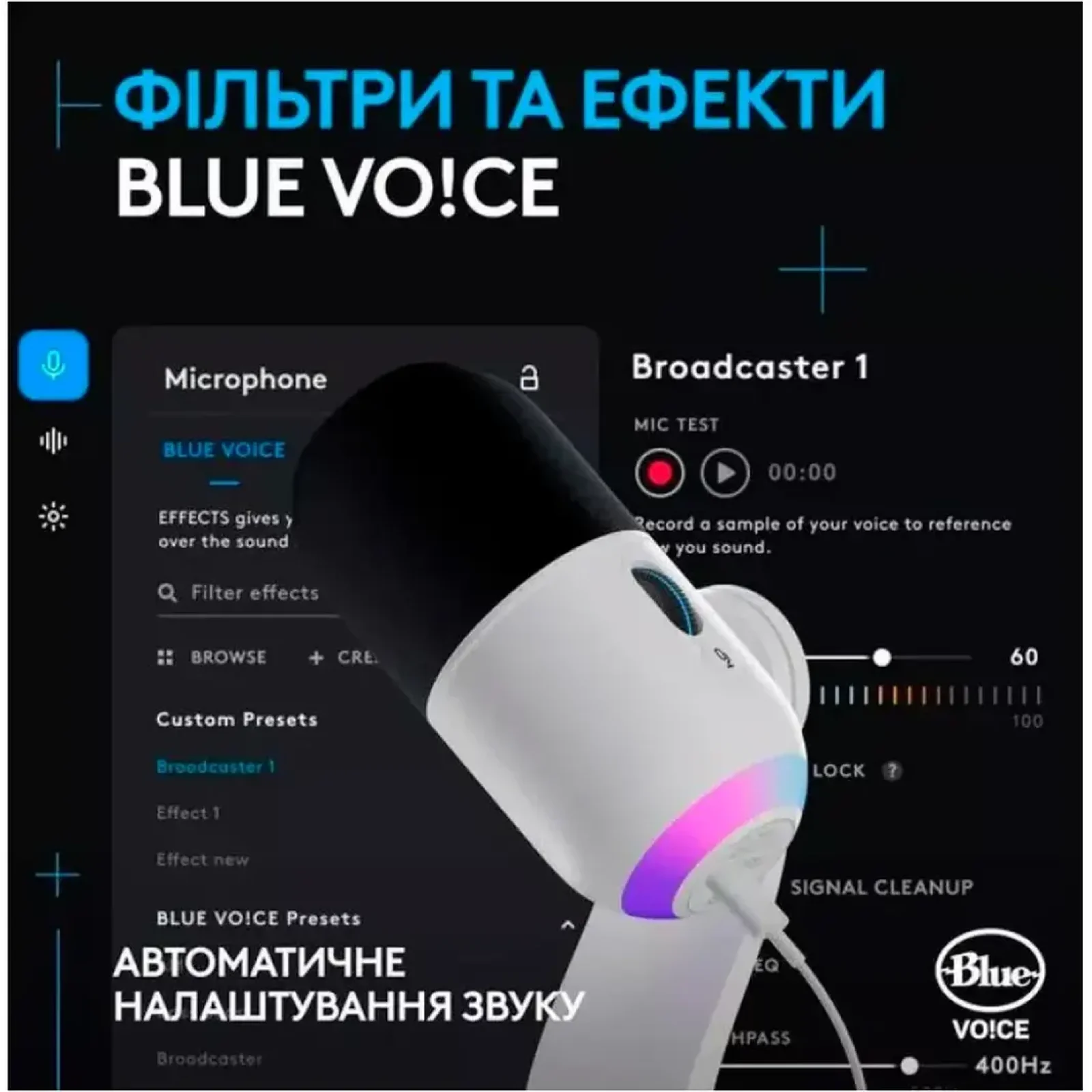 Микрофон Logitech Yeti GX Dynamic RGB BlackWhite (988-000576) UA