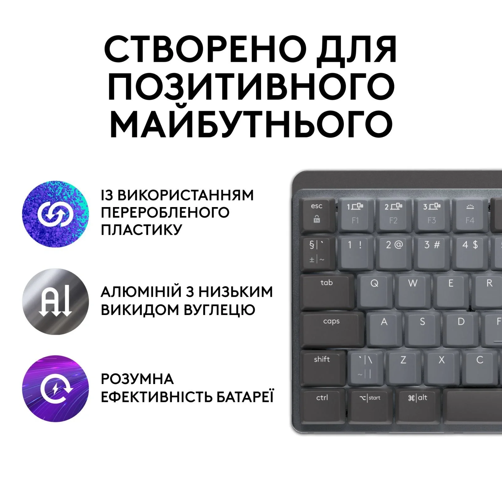 Клавиатура беспроводная Logitech MX Mechanical Mini Clicky Illuminated Graphite (920-010782) UA