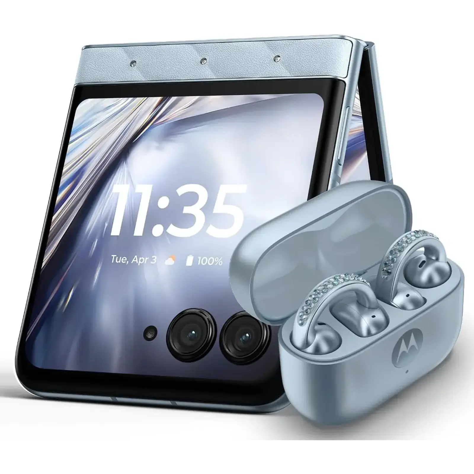 Смартфон Motorola Razr Ultra 2025 16/256GB Ice Melt with Buds Loop (Collections Crystal by Swarovski) (PB880025US)