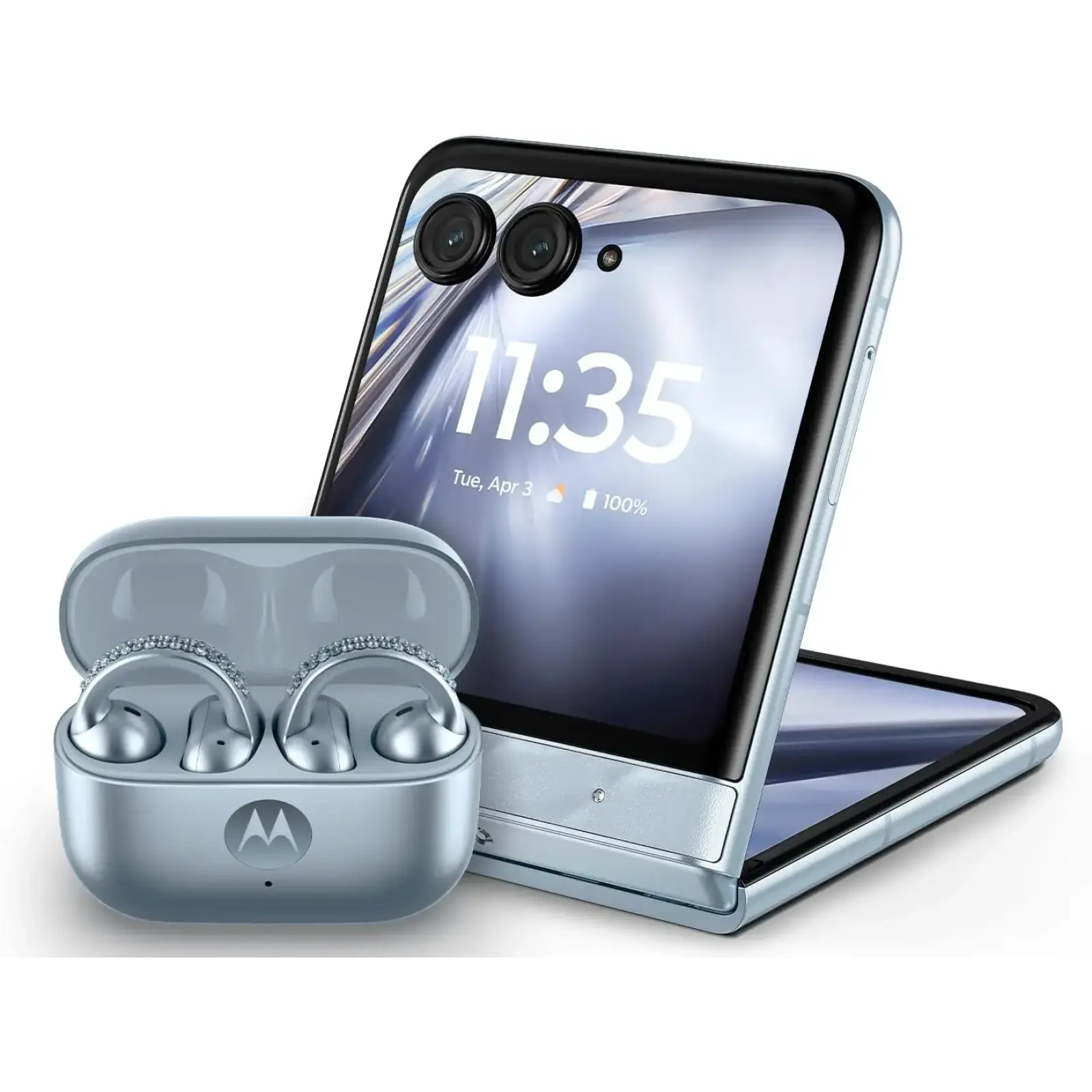 Смартфон Motorola Razr Ultra 2025 16/256GB Ice Melt with Buds Loop (Collections Crystal by Swarovski) (PB880025US)