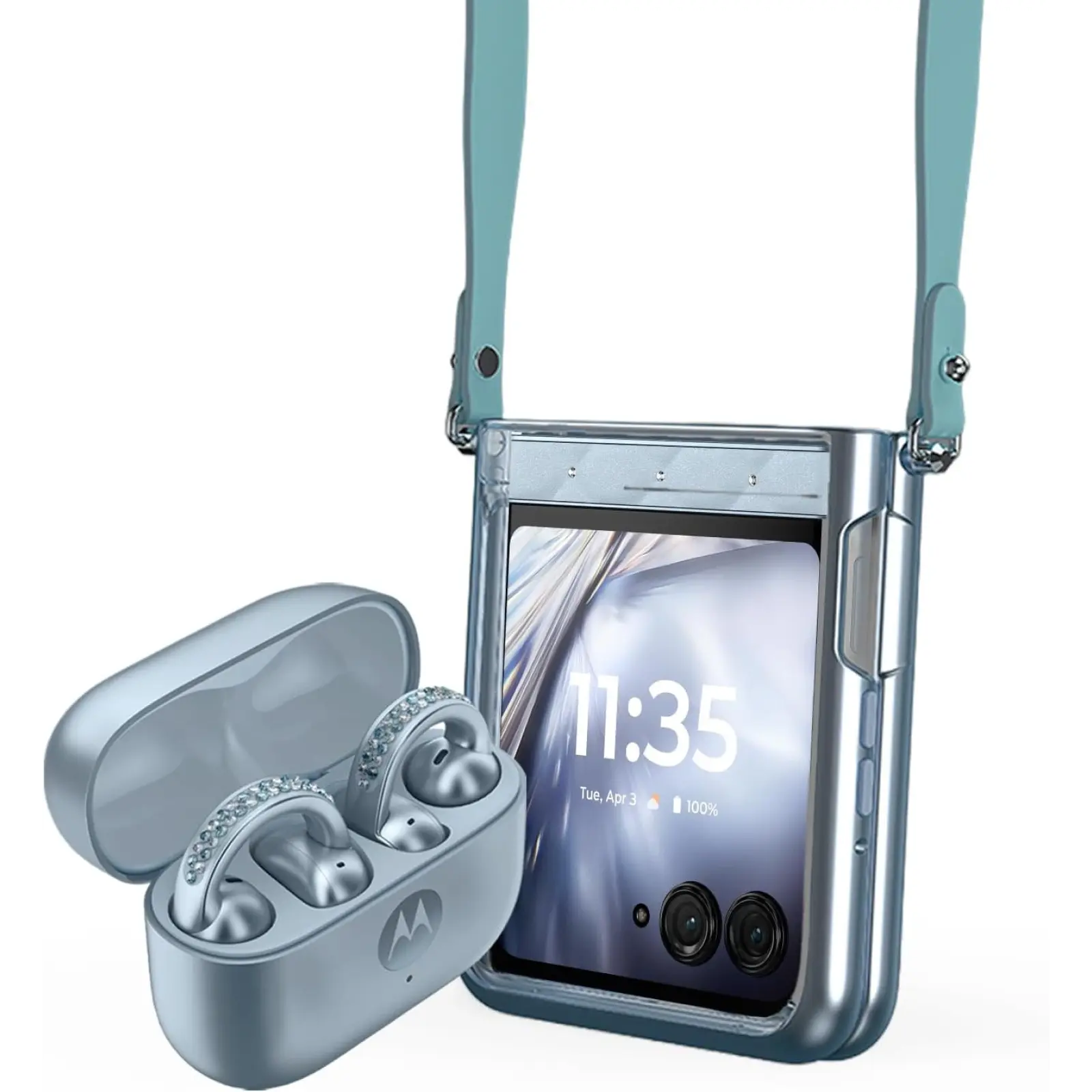 Смартфон Motorola Razr Ultra 2025 16/256GB Ice Melt with Buds Loop (Collections Crystal by Swarovski) (PB880025US)