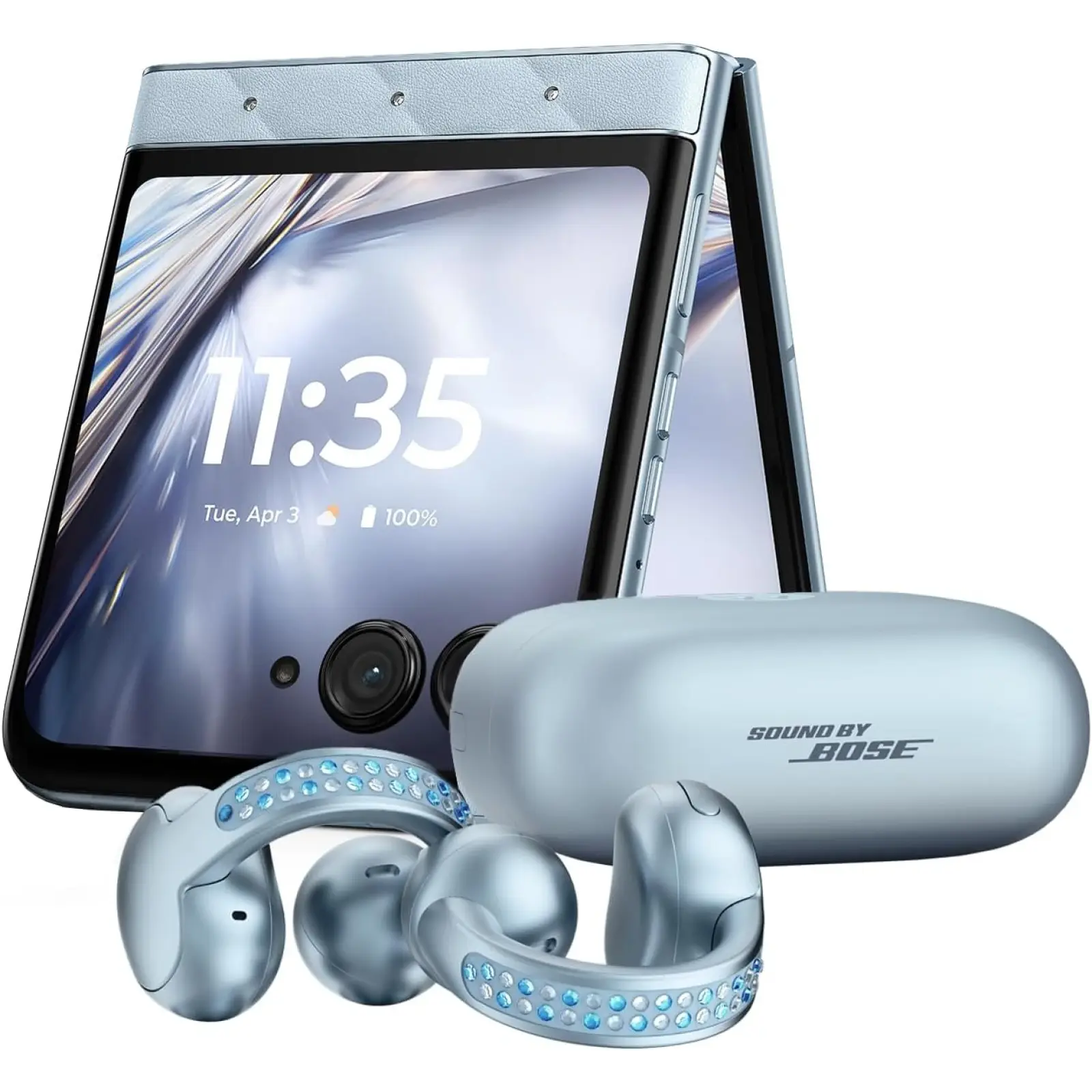 Смартфон Motorola Razr Ultra 2025 16/256GB Ice Melt with Buds Loop (Collections Crystal by Swarovski) (PB880025US)