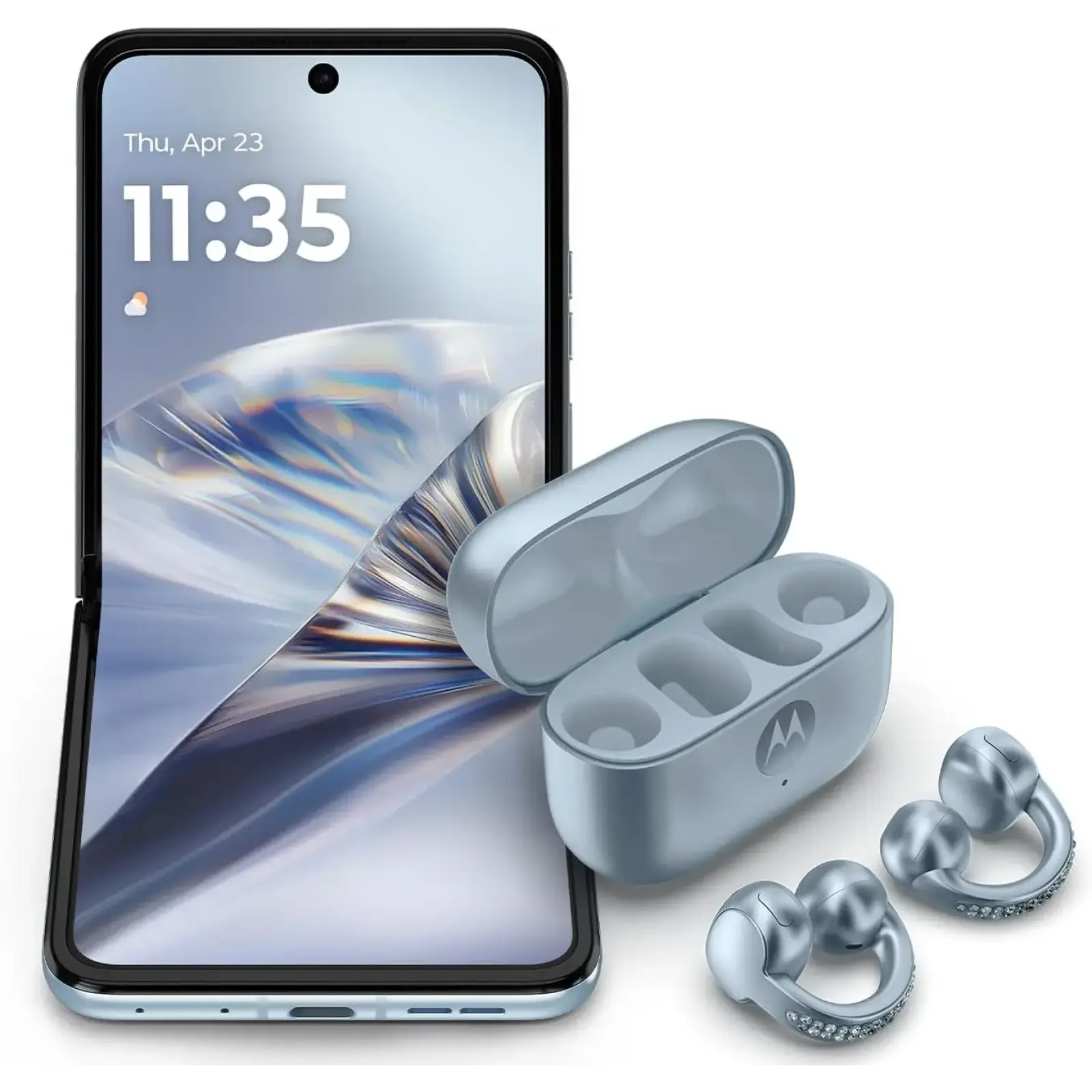 Смартфон Motorola Razr Ultra 2025 16/256GB Ice Melt with Buds Loop (Collections Crystal by Swarovski) (PB880025US)