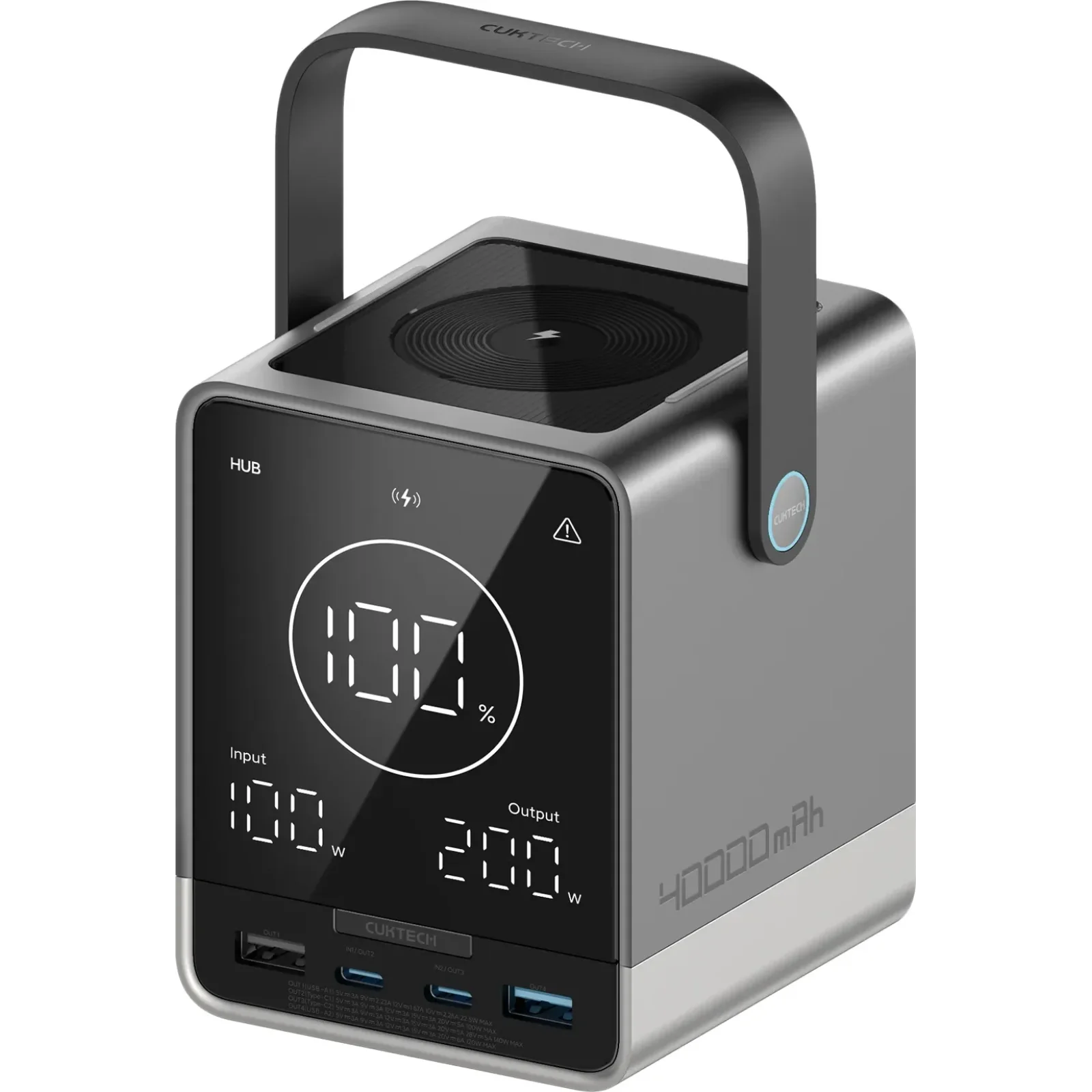 Зовнішній акумулятор CUKTECH P01CT 40000mAh 300W 2C2A Gray UA