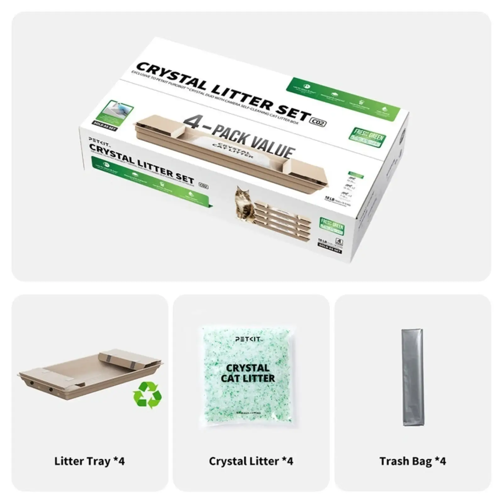 Наповнювач PETKIT для PUROBOT CRYSTAL DUO Fresh Green (сет 4 шт) C02 UA