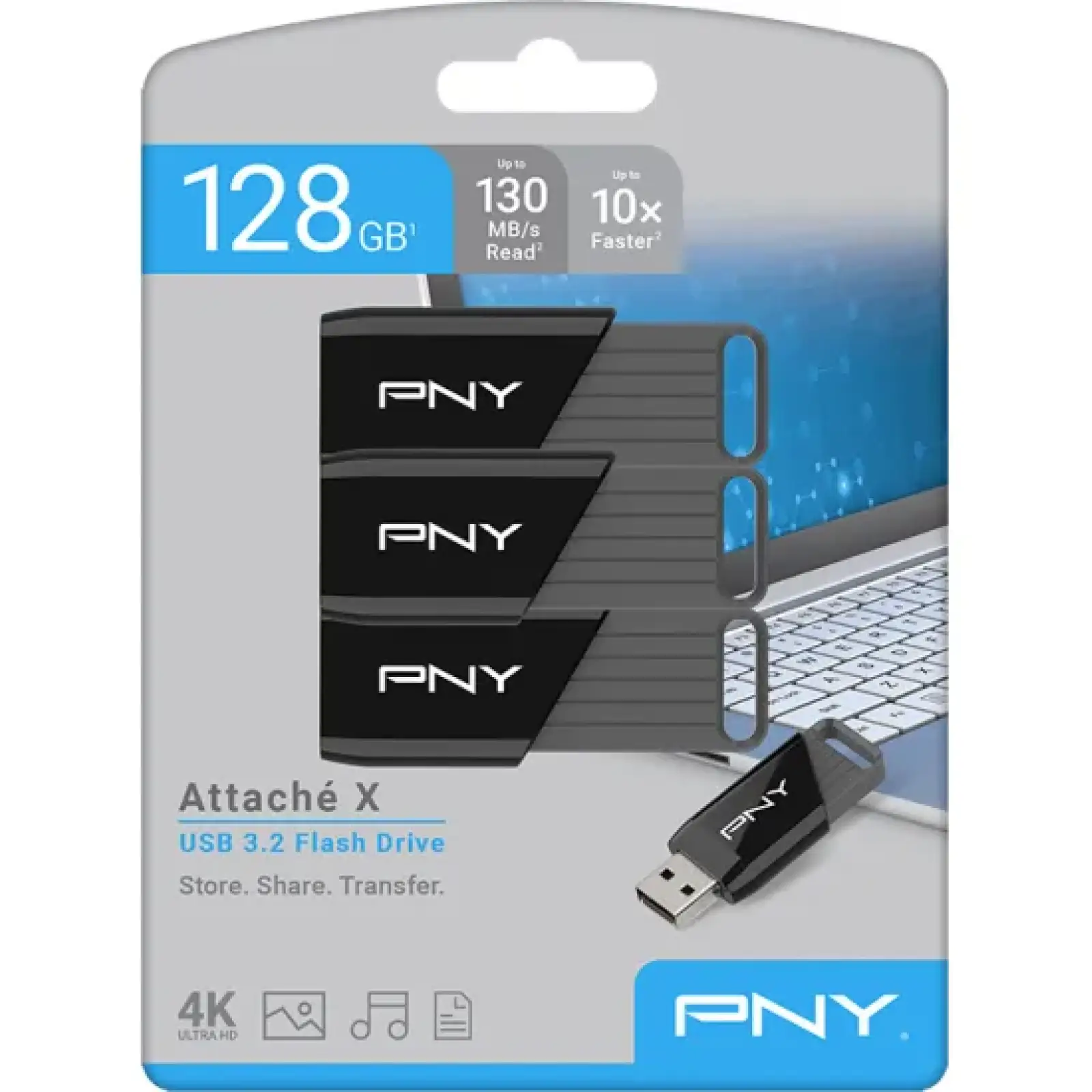 USB накопичувач PNY 128 GB Attache X (3 piece) (P-FD128X3ATTX-GE)