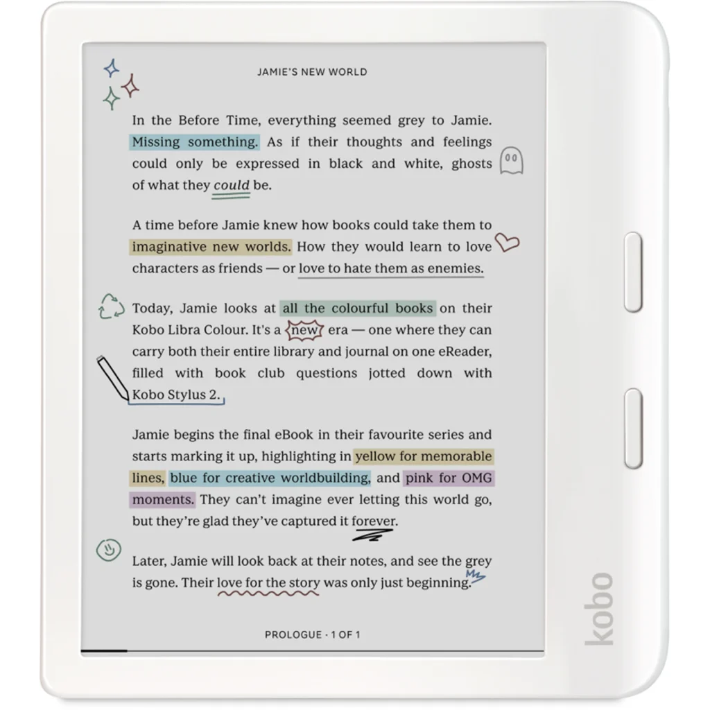Електронна книга Kobo Libra Colour White (N428-KU-WH-K-CK)