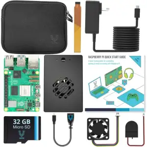 Комплект Vilros Raspberry Pi 5-8GB Starter Kit - Turbo Cooled Edition - 32GB Memory (Aluminum Black)