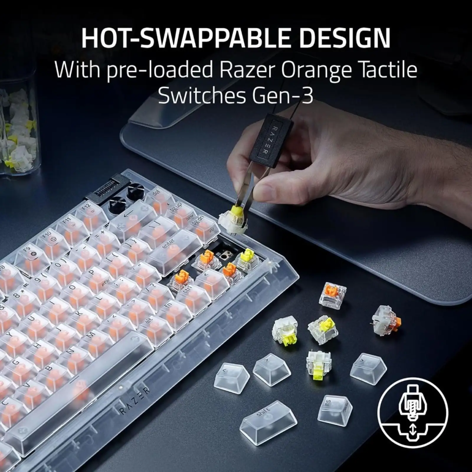 Клавіатура Razer BlackWidow V4 RGB Mechanical Tactile Switch Phantom White (RZ03-05003500-R3M1) UA
