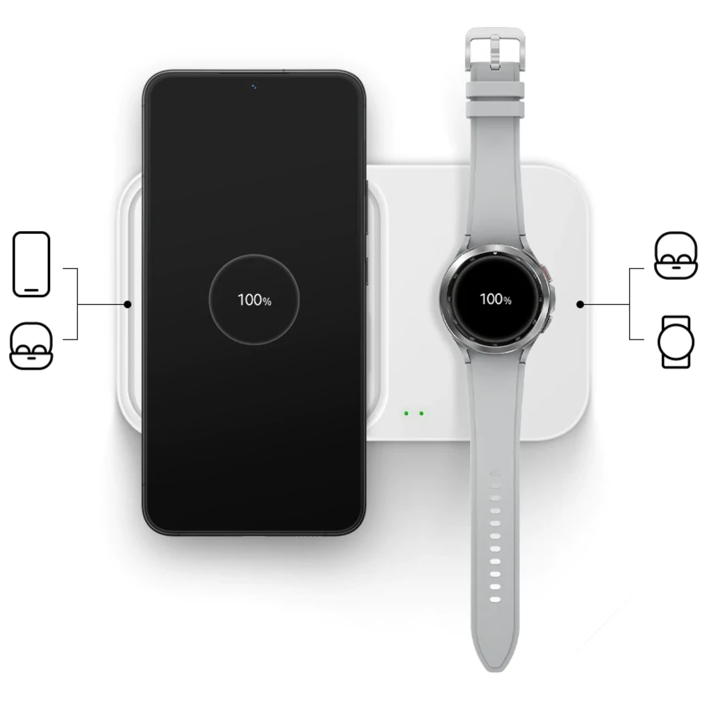 Бездротова зарядка Samsung Wireless Charger Pad Duo 15W with TA White (EP-P5400TWEG)