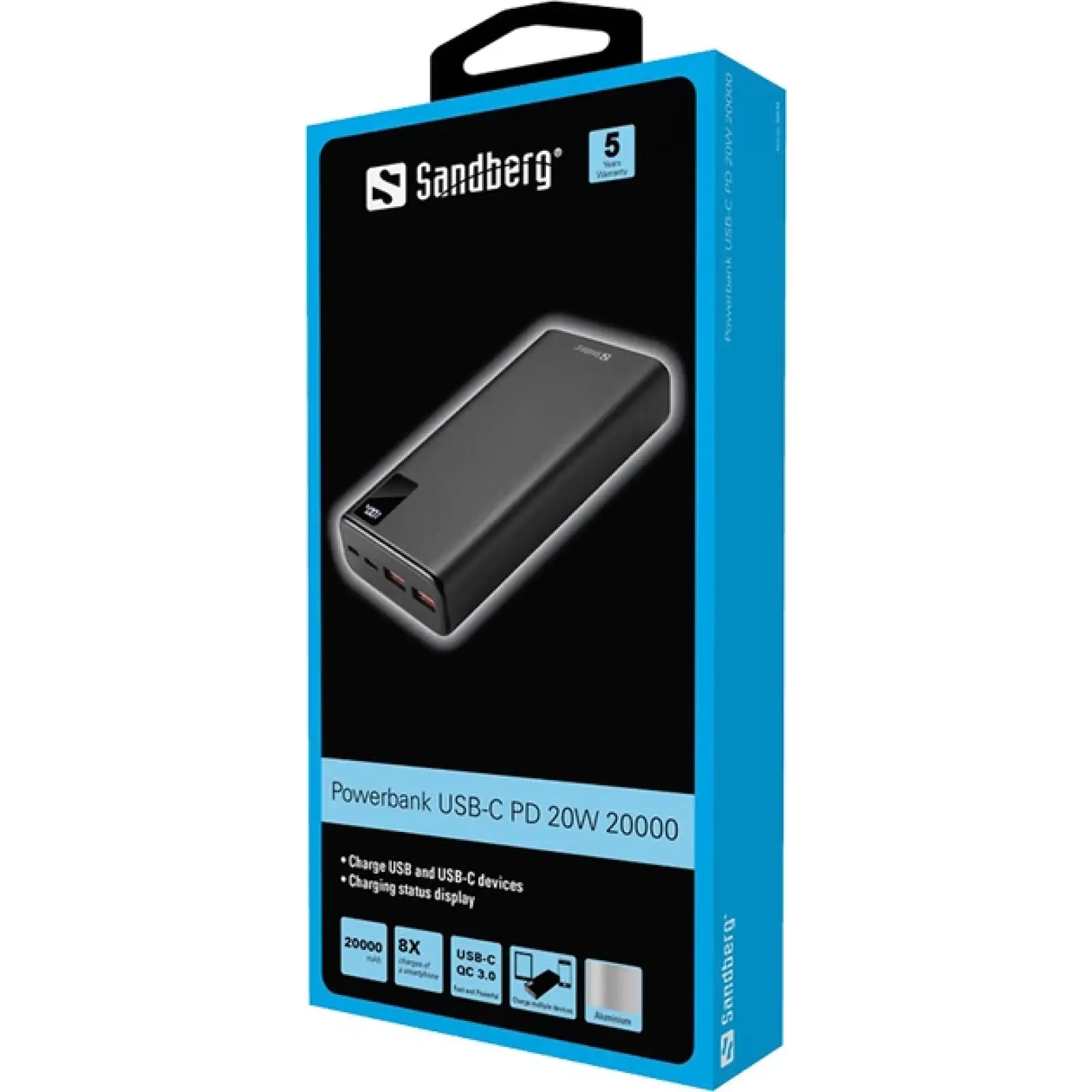 Зовнішній акумулятор Sandberg 20000mAh PD 20W (420-59) UA