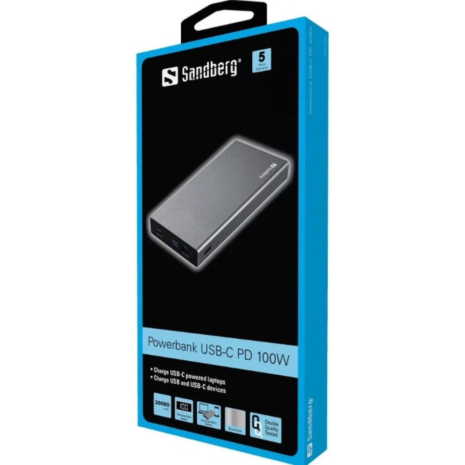 Внешний аккумулятор Sandberg Powerbank 20000mAh PD 100W Silver (420-52) UA