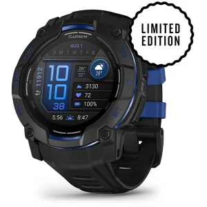Смарт-годинник Garmin Instinct 3 50mm AMOLED Black with Black/Bolt Blue Band (010-03020-03)